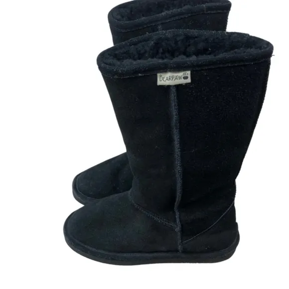 Bearpaw Elle Suede Black Sheepskin Lined Winter Tall Fur Boots