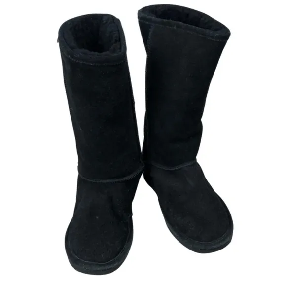 Bearpaw Elle Suede Black Sheepskin Lined Winter Tall Fur Boots
