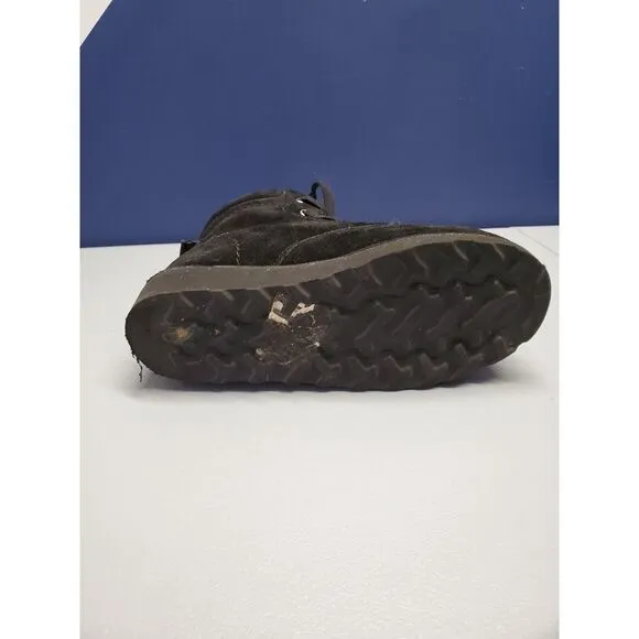 Bearpaw Phoebe Winter Boots Sz W5 / Girls 3 Black Suede Water Resistant‎ Lace Up