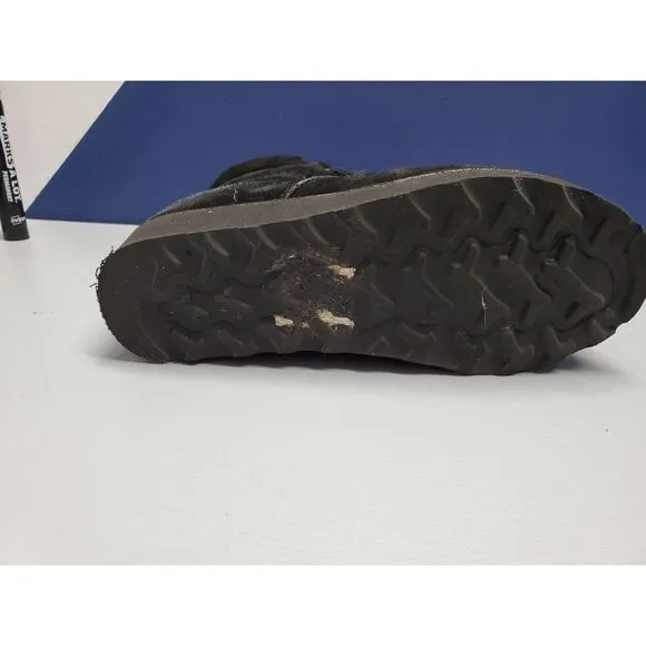 Bearpaw Phoebe Winter Boots Sz W5 / Girls 3 Black Suede Water Resistant‎ Lace Up