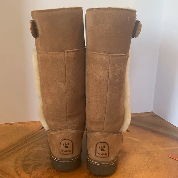 Bearpaw Woodbury Wool Fleece Lined Tall Brown Suede Winter Boots Women’s Size 9