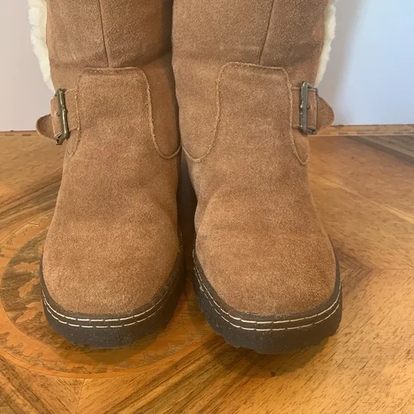 Bearpaw Woodbury Wool Fleece Lined Tall Brown Suede Winter Boots Women’s Size 9