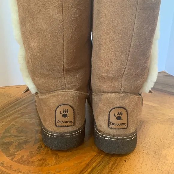 Bearpaw Woodbury Wool Fleece Lined Tall Brown Suede Winter Boots Women’s Size 9