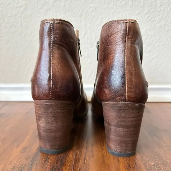 BED STU Yell Ankle Boots Brown Rustic Leather Heeled Booties Retro