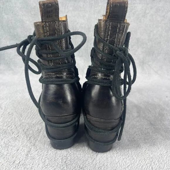 Bed|Stu Blaire Women's Booties 6.5 Brown Leather Side Zip Casual Ankle Boots