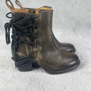 Bed|Stu Blaire Women's Booties 6.5 Brown Leather Side Zip Casual Ankle Boots