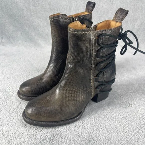 Bed|Stu Blaire Women's Booties 6.5 Brown Leather Side Zip Casual Ankle Boots