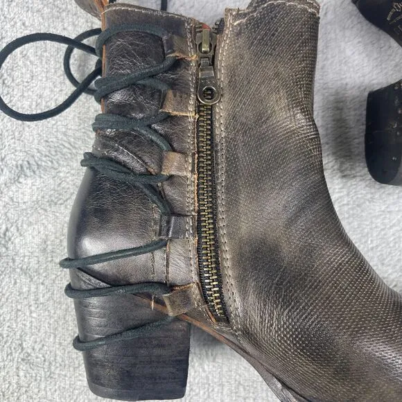 Bed|Stu Blaire Women's Booties 6.5 Brown Leather Side Zip Casual Ankle Boots