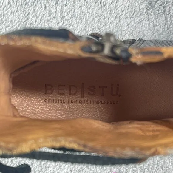Bed|Stu Blaire Women's Booties 6.5 Brown Leather Side Zip Casual Ankle Boots