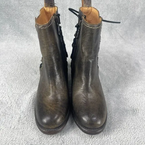 Bed|Stu Blaire Women's Booties 6.5 Brown Leather Side Zip Casual Ankle Boots