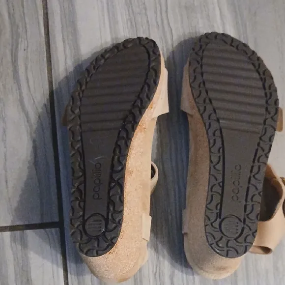 Beige Sandals with Gold Buckles