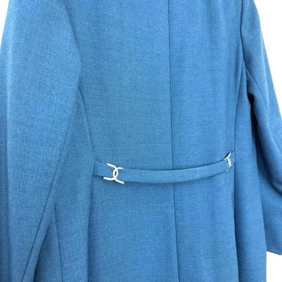 BELSON Wool Coat Blue Fur Collar Union Made USA Mid Century 1950s 60s Classic