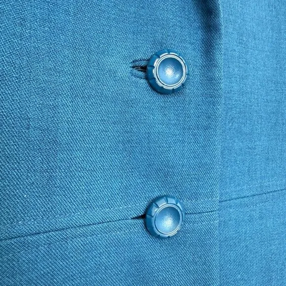 BELSON Wool Coat Blue Fur Collar Union Made USA Mid Century 1950s 60s Classic