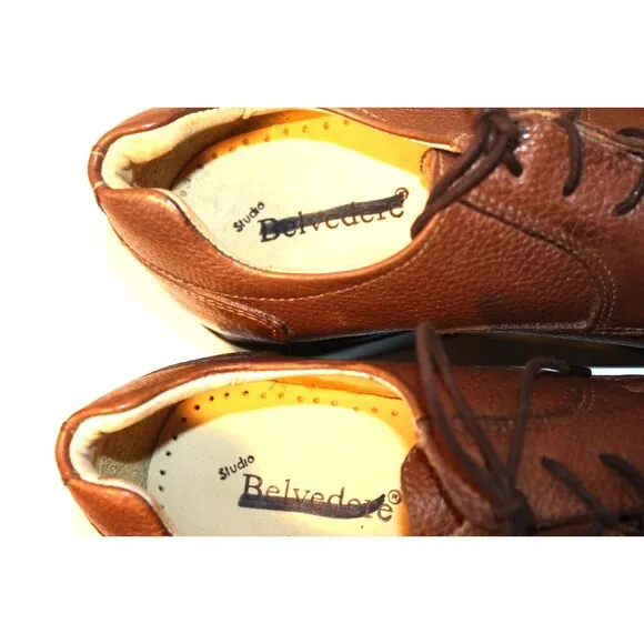 BELVEDERE Brazil Leather Bay Bridge Oxford Derby Dress Shoe Brown Men’s Size 8.5