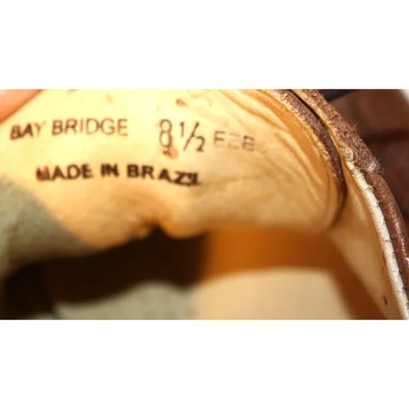 BELVEDERE Brazil Leather Bay Bridge Oxford Derby Dress Shoe Brown Men’s Size 8.5