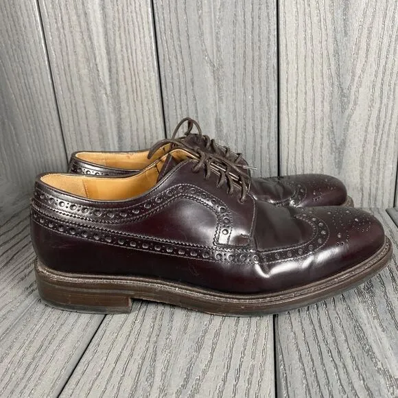 Berwick 1707 Goodyear Welted Men Size 9 Brown Leather Wingtip Dress Shoes
