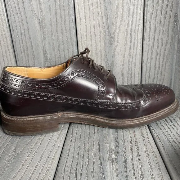 Berwick 1707 Goodyear Welted Men Size 9 Brown Leather Wingtip Dress Shoes