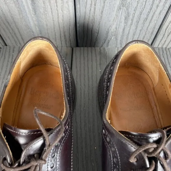 Berwick 1707 Goodyear Welted Men Size 9 Brown Leather Wingtip Dress Shoes