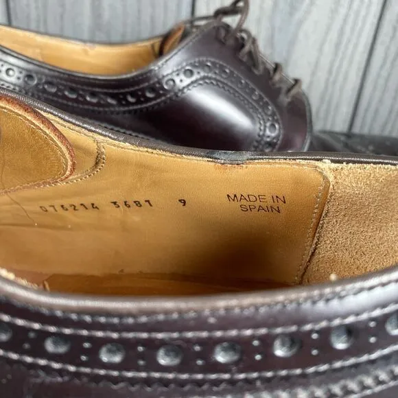 Berwick 1707 Goodyear Welted Men Size 9 Brown Leather Wingtip Dress Shoes