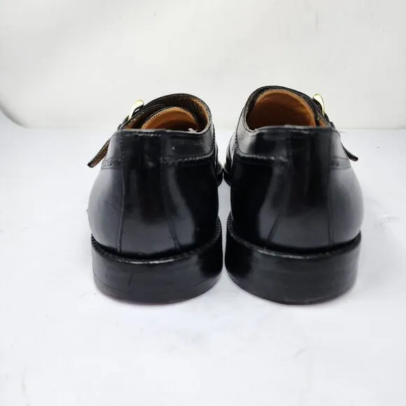 Bespoke Mezlan Istanbul Black Monkstrap Gold Foil Captoe, Men's 8.5