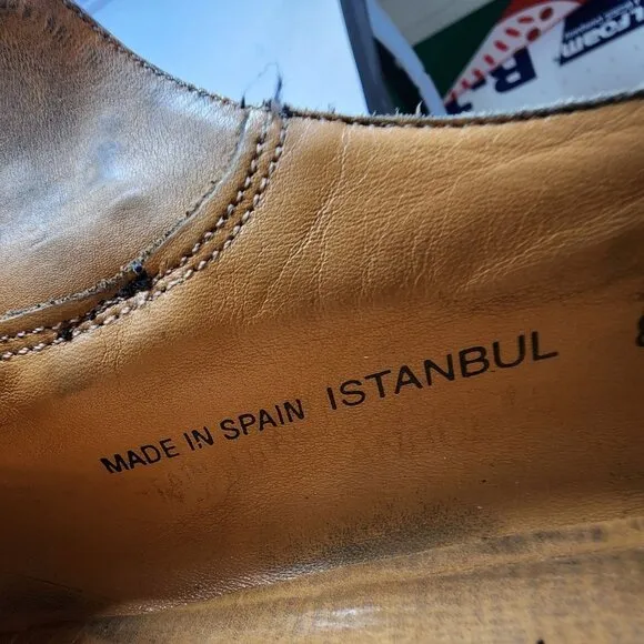 Bespoke Mezlan Istanbul Black Monkstrap Gold Foil Captoe, Men's 8.5
