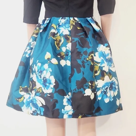 BESTY &amp; ADAM Caipirinha Cocktail Blue &amp; Black Mini Dress With Pockets Size 10