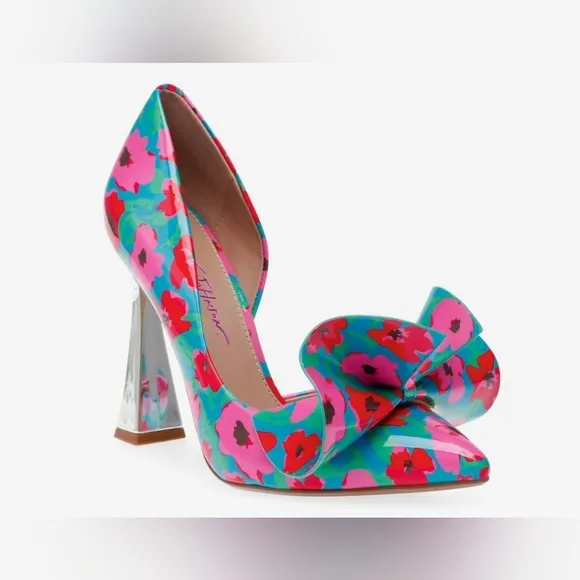 Betsey Johnson NIB Nobble-P Blue Multi High Heel Shoes.  Size 9