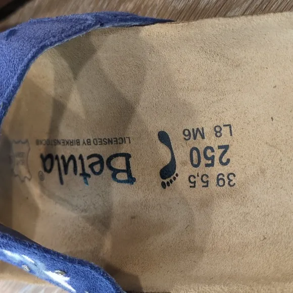 Betula By Birkenstock Blue Floral Embroidered Women's Sandals size