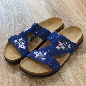 Betula By Birkenstock Blue Floral Embroidered Women's Sandals size
