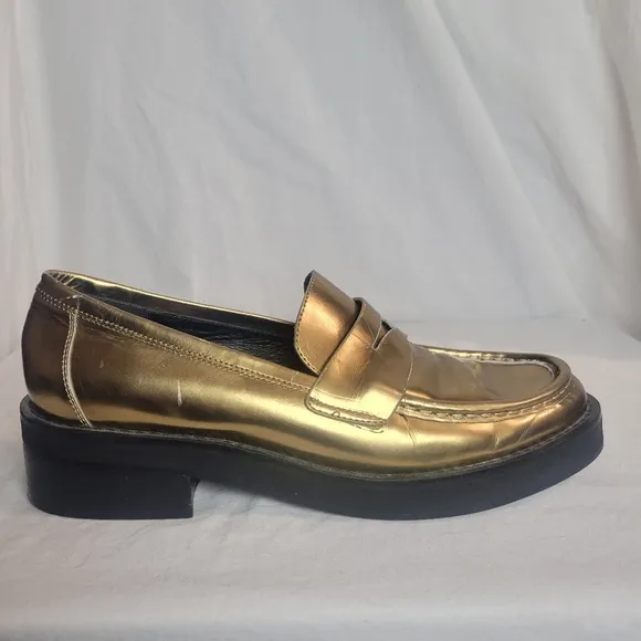 Bibi Lou Women's Jaya Loafers Gold Metallic Anthropologie Size 6