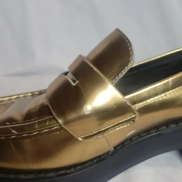 Bibi Lou Women's Jaya Loafers Gold Metallic Anthropologie Size 6