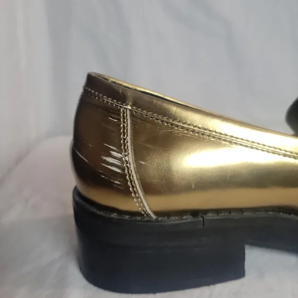 Bibi Lou Women's Jaya Loafers Gold Metallic Anthropologie Size 6