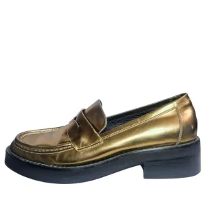 Bibi Lou Women's Jaya Loafers Gold Metallic Anthropologie Size 6