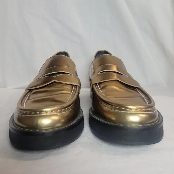 Bibi Lou Women's Jaya Loafers Gold Metallic Anthropologie Size 6