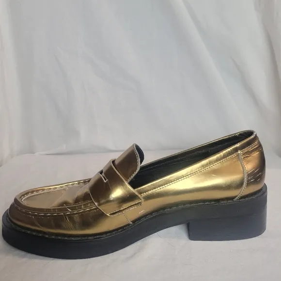 Bibi Lou Women's Jaya Loafers Gold Metallic Anthropologie Size 6