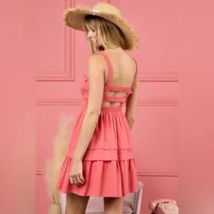BiBi Smocked Ruffle Hem Mini Dress