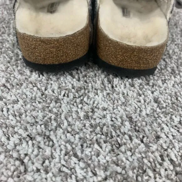 Birkenstock Arizona SBF Womens Size 9.5 Plaid Shearling Black Slide Sandals