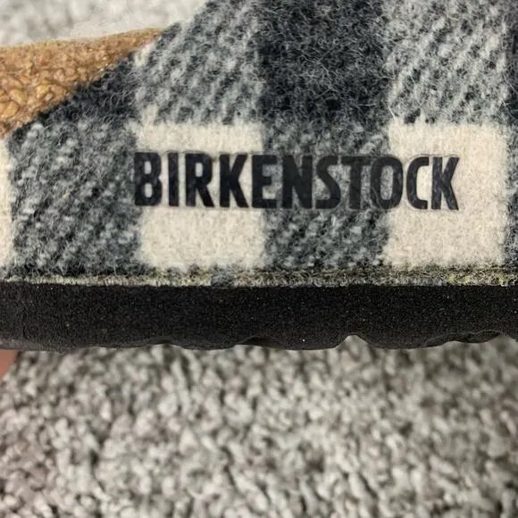 Birkenstock Arizona SBF Womens Size 9.5 Plaid Shearling Black Slide Sandals
