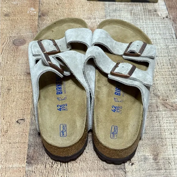 Birkenstock Arizona Soft Footbed Taupe Suede Leather Casual Unisex's Sandals