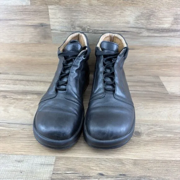 Birkenstock Footprints 8.5 42 Boots Mens Booties Black Leather Lace Up R…