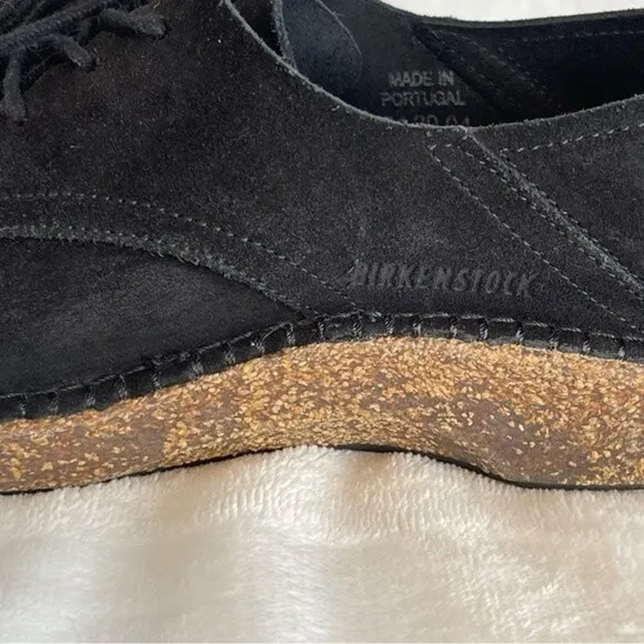 BIRKENSTOCK Gary Black Suede Leather Lace Up Flats Shoes Size 40