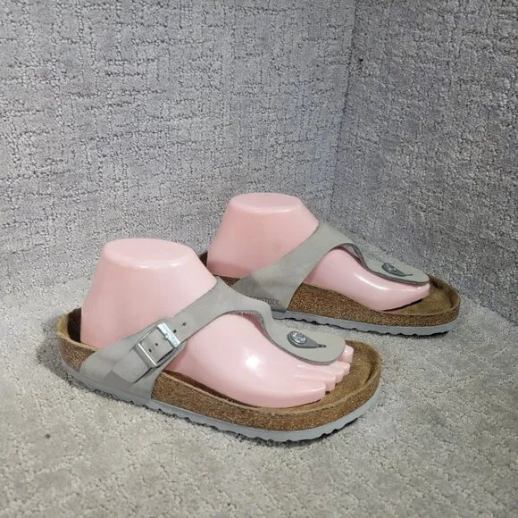Birkenstock Gizeh Unisex Size EU 39 US L8 M6 Dove Gray Leather Thong Sandals