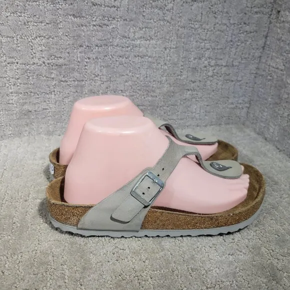 Birkenstock Gizeh Unisex Size EU 39 US L8 M6 Dove Gray Leather Thong Sandals