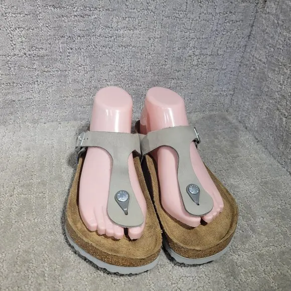 Birkenstock Gizeh Unisex Size EU 39 US L8 M6 Dove Gray Leather Thong Sandals