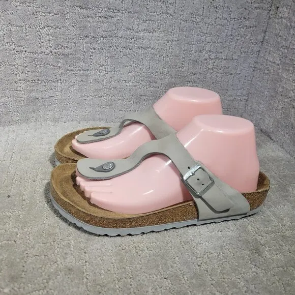 Birkenstock Gizeh Unisex Size EU 39 US L8 M6 Dove Gray Leather Thong Sandals
