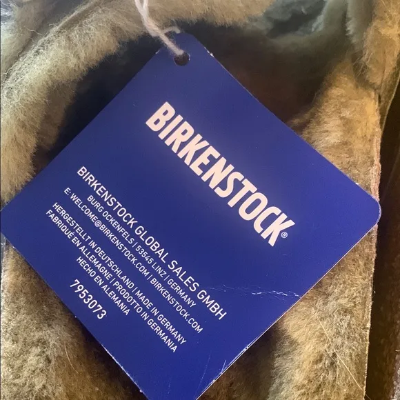 Birkenstock green Shearling Slide Sandals