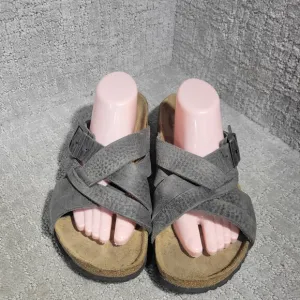 Birkenstock Lugano Men's Size 10 US Regular Dark Gray Leather Casual Sandals