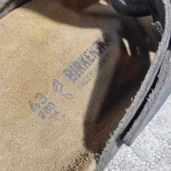 Birkenstock Lugano Men's Size 10 US Regular Dark Gray Leather Casual Sandals