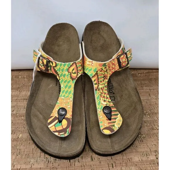 Birkenstock Sandals Mens 10 EU 43 Gizeh Pap‎ African Wax Gold Casual Thongs