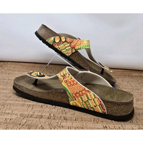 Birkenstock Sandals Mens 10 EU 43 Gizeh Pap‎ African Wax Gold Casual Thongs